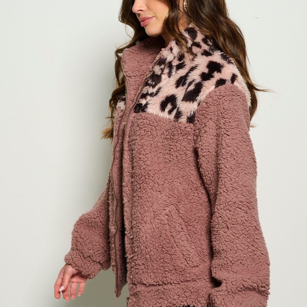 Women's Cozy Sherpa Jacket - Pink - Picture 4 of 12